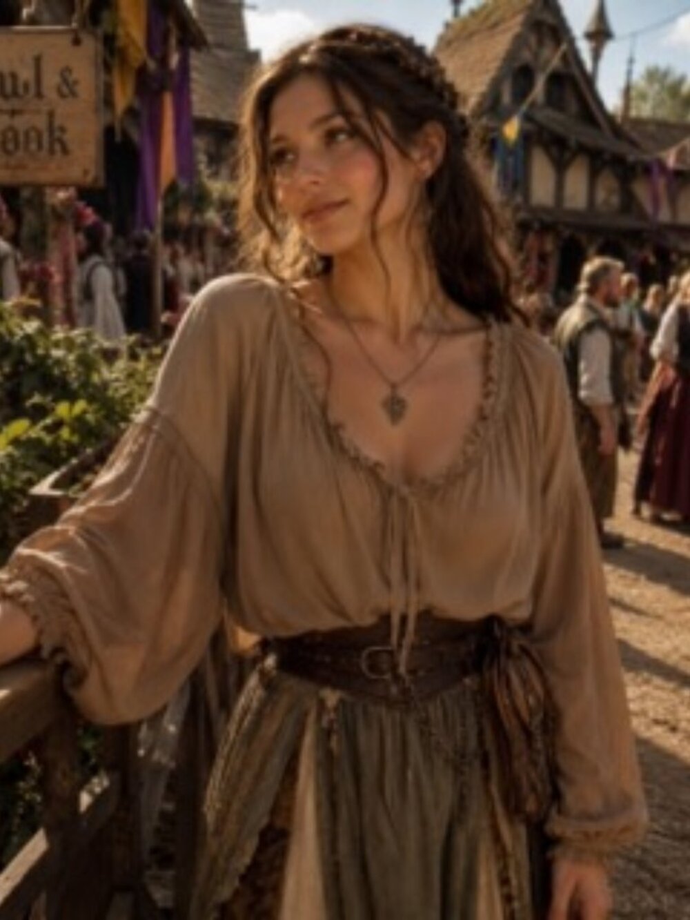 MIOU MUSE Womens Ren Faire Peasant Oversized Top Bohemian Flowy Breezy Feminine